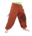 Haremshose hoher Schnitt Blumenornament orange