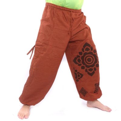 Harem pants high cut floral ornament orange