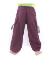 Haremshose hoher Schnitt magenta bedruckt mit Thai Blumenornamenten