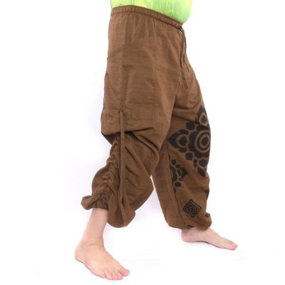 Harem pants brown printed with floral ornaments