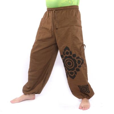 Harem pants brown printed with floral ornaments