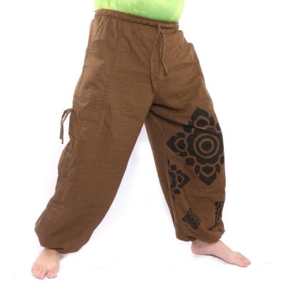 Harem pants brown printed with floral ornaments