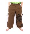 Harem pants brown printed with floral ornaments