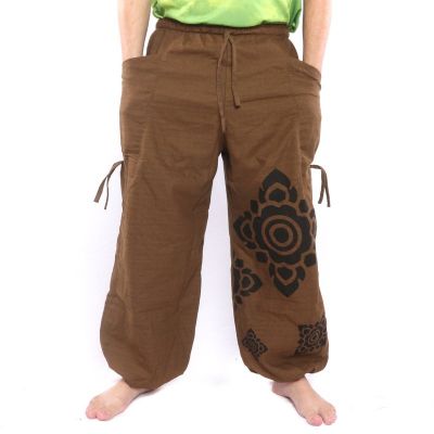 Harem pants brown printed with floral ornaments