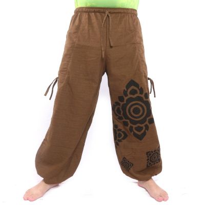 Harem pants brown printed with floral ornaments