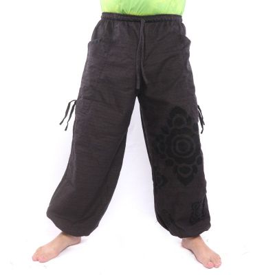 harem pants high cut flower ornament black