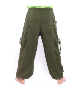 Harem pants high cut floral ornament green