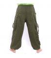 Harem pants high cut floral ornament green