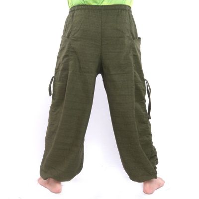 Harem pants high cut floral ornament green