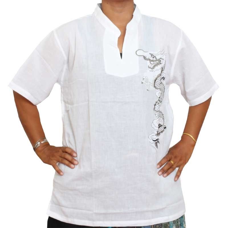 Razia Mode - facile blanc taille chemise en coton Thai M