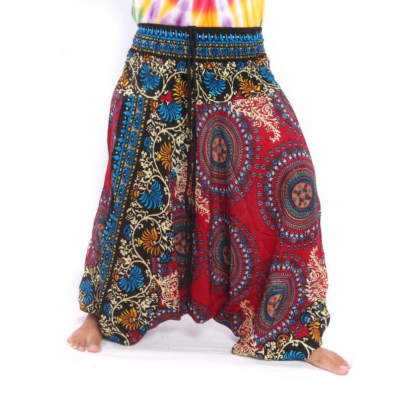 Haremshose für Frauen Mandala orientalische Blumen Ornamente rot