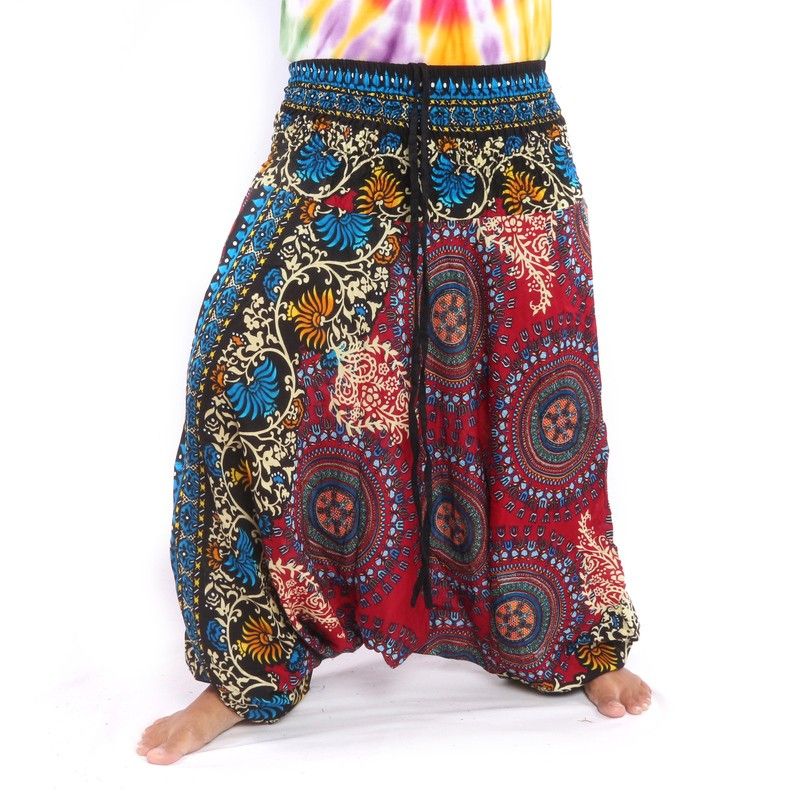 Haremshose für Frauen Mandala orientalische Blumen Ornamente rot
