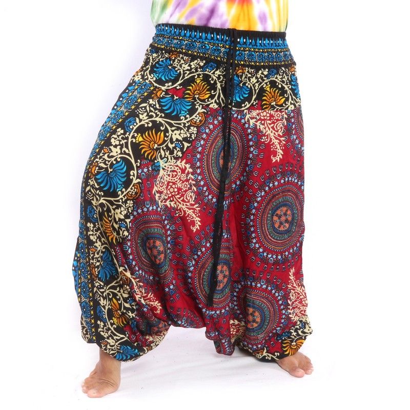 Haremshose für Frauen Mandala orientalische Blumen Ornamente rot
