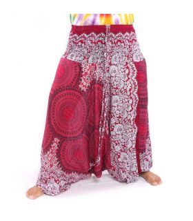Haremshose für Frauen Mandala orientalische Blumen Ornamente rot