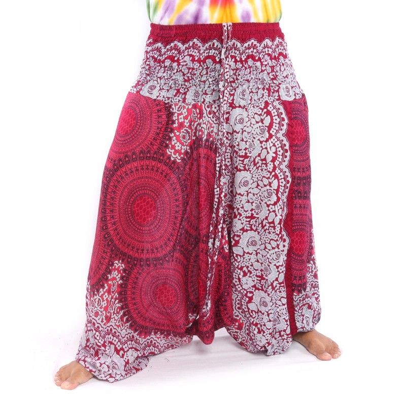 Haremshose für Frauen Mandala orientalische Blumen Ornamente rot