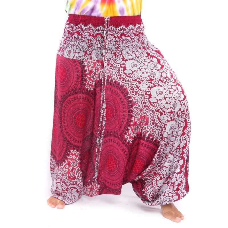 Haremshose für Frauen Mandala orientalische Blumen Ornamente rot