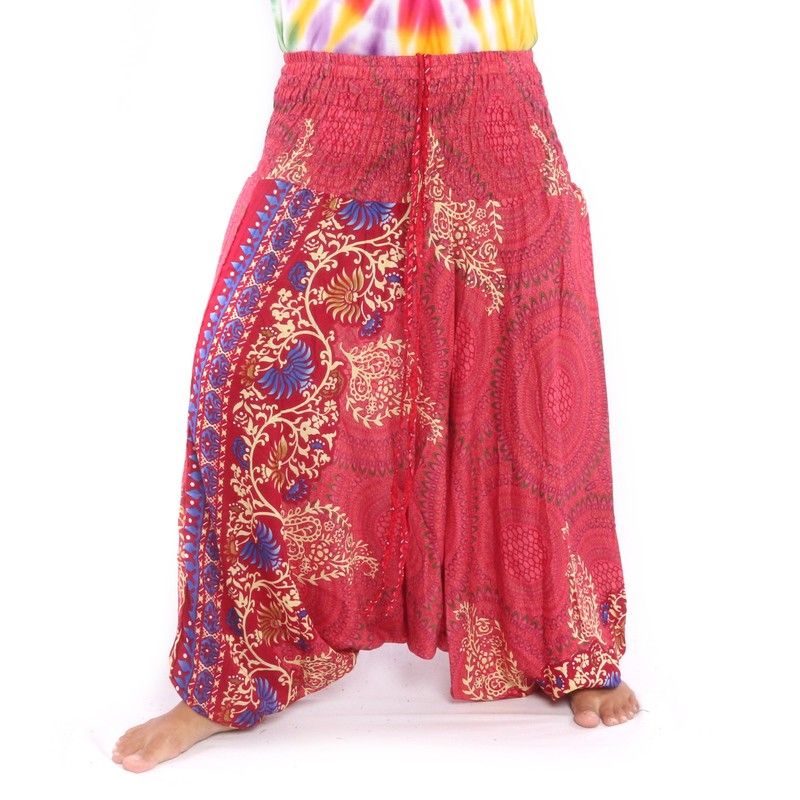 Sarouel pour femme mandala fleurs orientales ornements rouges