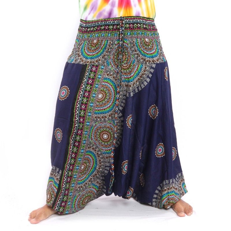 Haremshose für Frauen Tribal Mandala blau