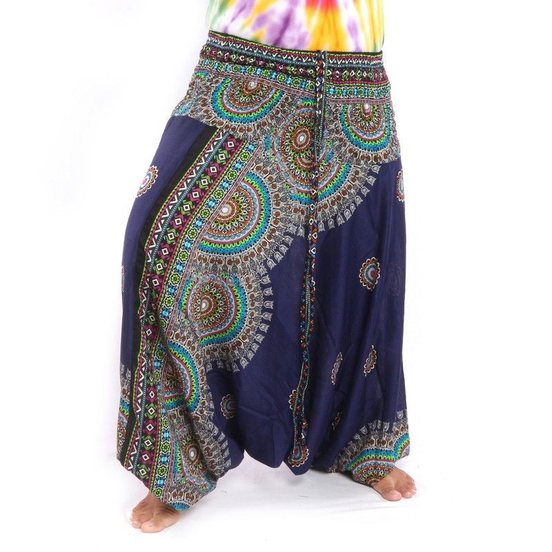 Haremshose für Frauen Tribal Mandala blau