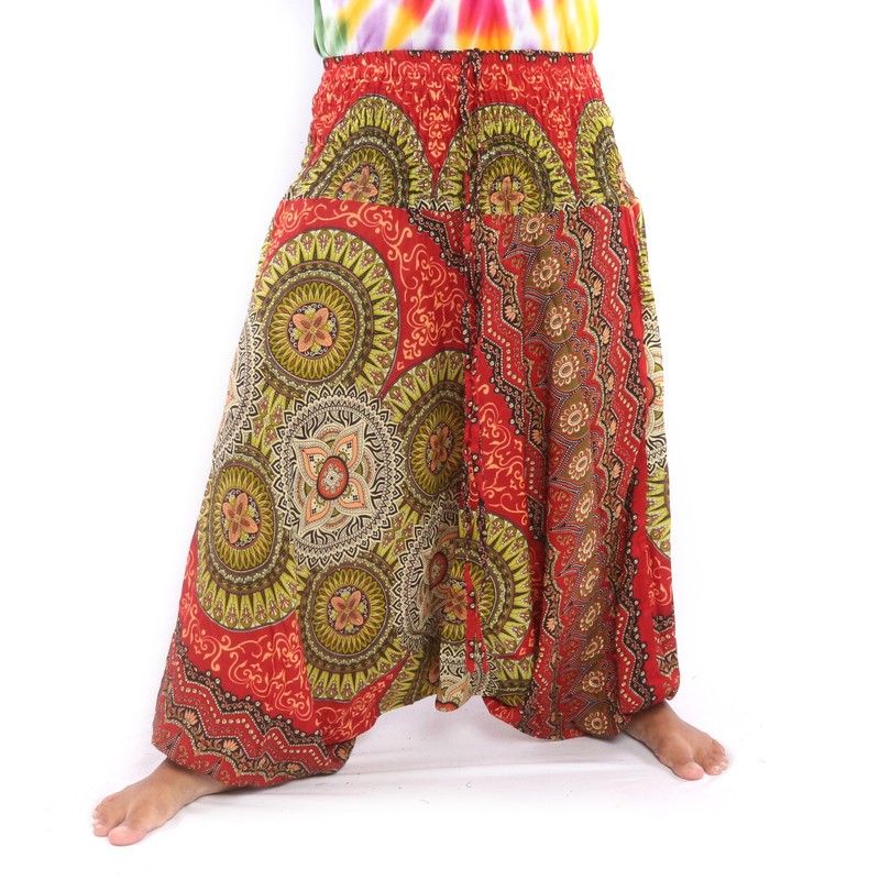 Haremshose für Frauen Tribal Mandala rot