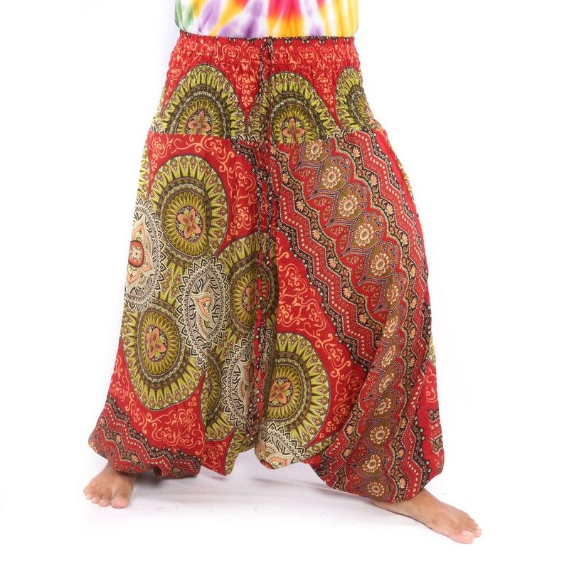 Haremshose für Frauen Tribal Mandala rot