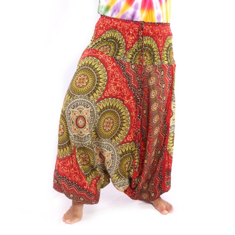 Haremshose für Frauen Tribal Mandala rot