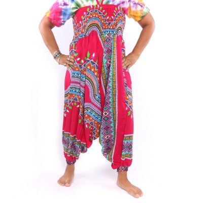 Haremshose für Frauen afrikanisches Dashiki Muster rot
