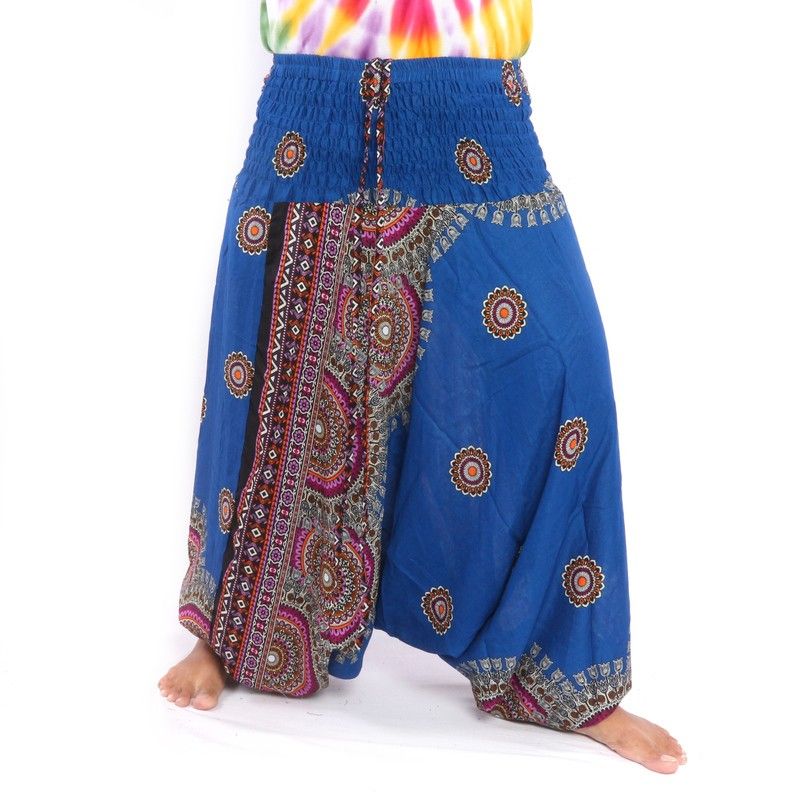 Haremshose für Frauen Tribal Mandala blau