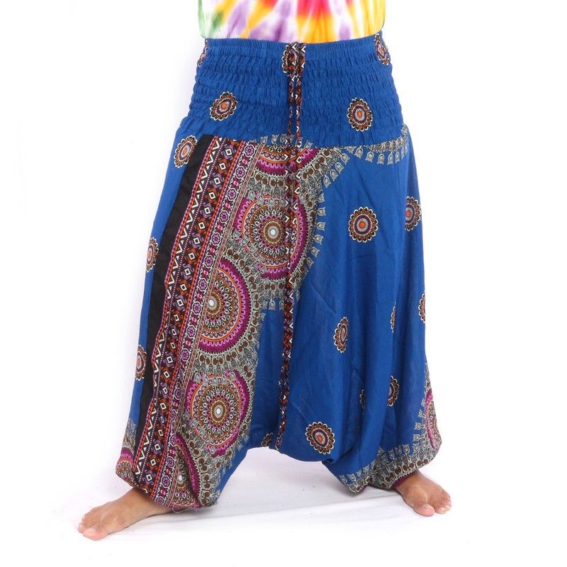 Haremshose für Frauen Tribal Mandala blau
