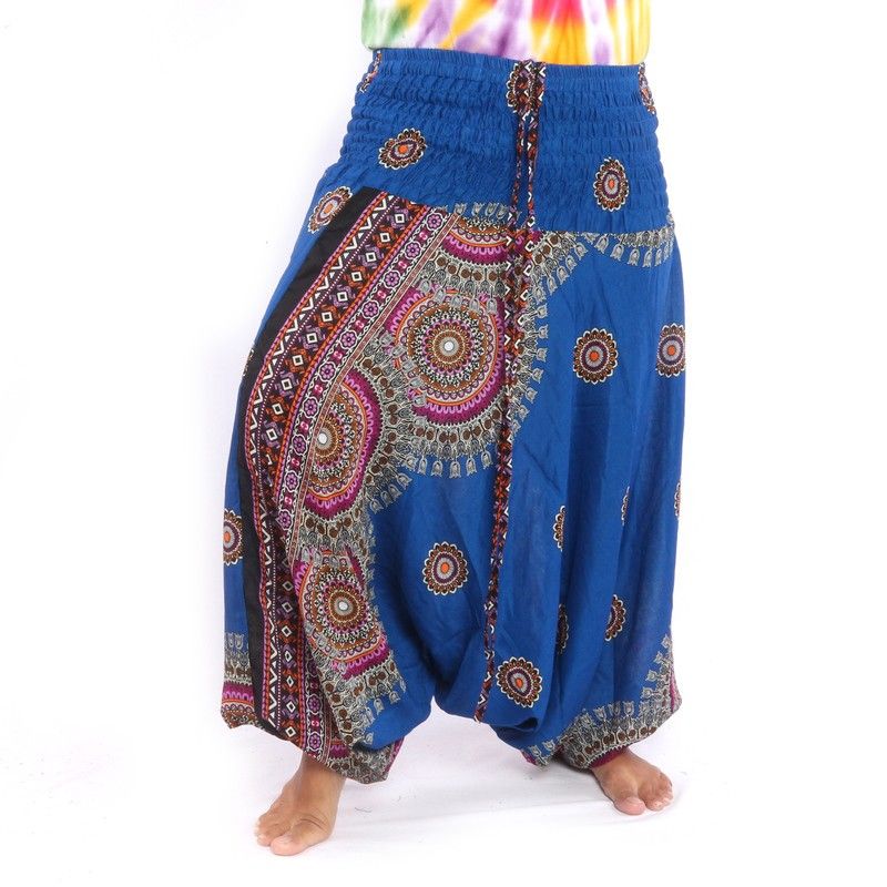 Haremshose für Frauen Tribal Mandala blau