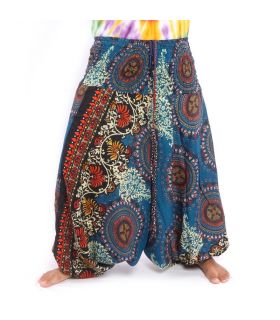 Harem pants for women mandala oriental flowers ornaments blue