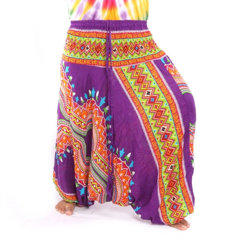 Harem pants for women african dashiki pattern violet