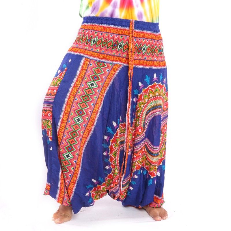 Harem pants for women african dashiki pattern blue