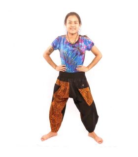 7/8 harem pants with side pockets Ethno pattern
