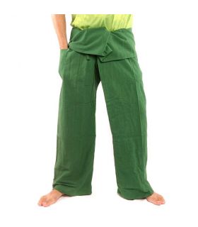 Pantalones de pescador tailandés - verde oscuro - algodón extralargo