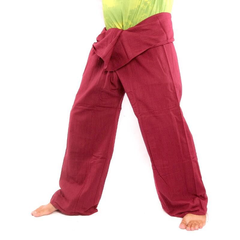 Thai Fischerhose - bordeaux rot - extra lang Baumwolle