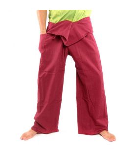 Pantalon pêcheur thaï - rouge bordeaux - coton extra long