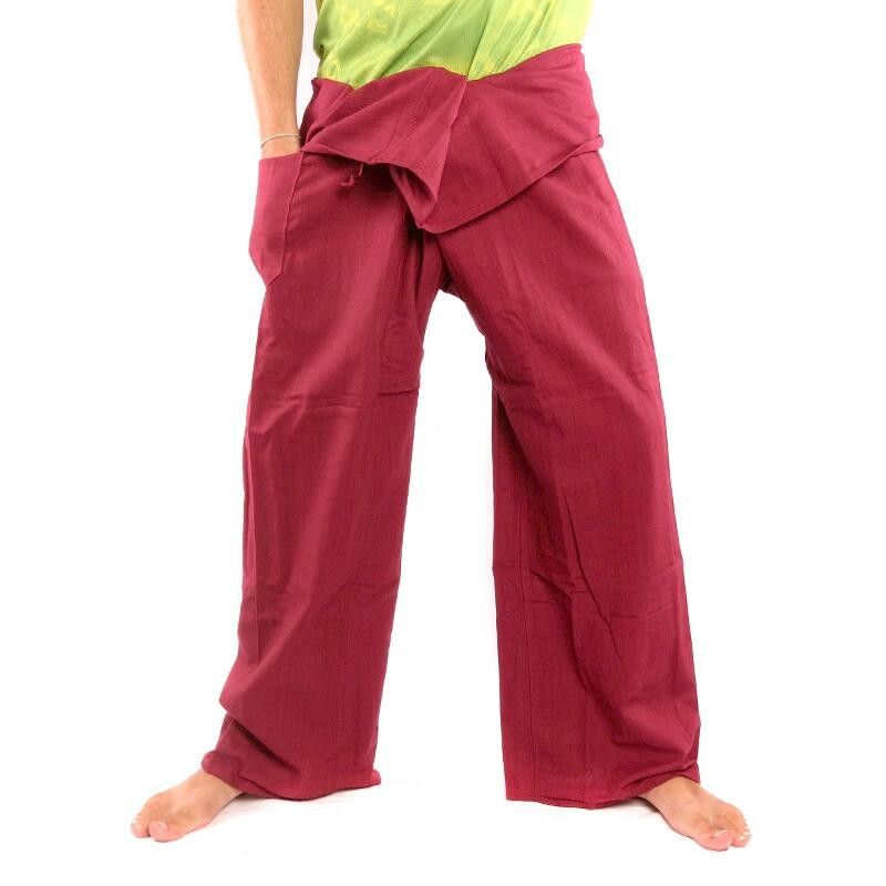 Pantalones de pescador tailandés -  rojo burdeos - algodón extralargo