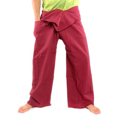 Thai Fischerhose - bordeaux rot - extra lang Baumwolle
