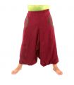 Aladinhose dunkelrot mit 2 Seitentaschen und Stoff Applikationen