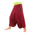 Aladinhose dunkelrot mit 2 Seitentaschen und Stoff Applikationen