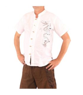 Chemise chinoise pour homme à manches courtes dragon