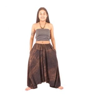 Pantalon sarouel "stone washed" (lavé à la pierre)