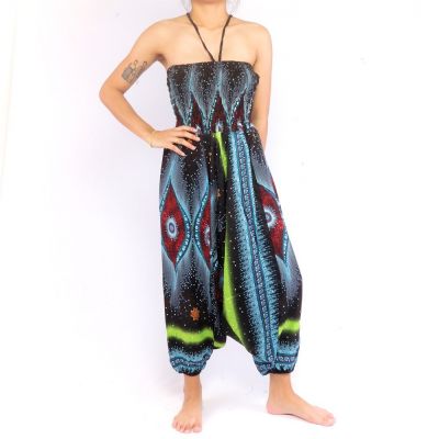 Haremshose Jumpsuit für Frauen Pfauenauge blau