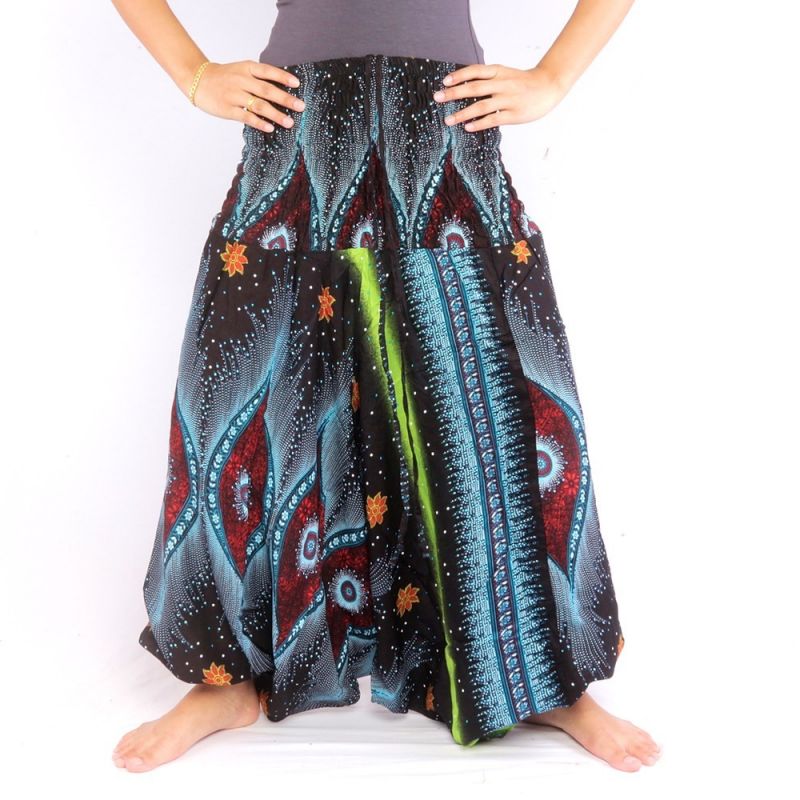 Haremshose Jumpsuit für Frauen Pfauenauge blau