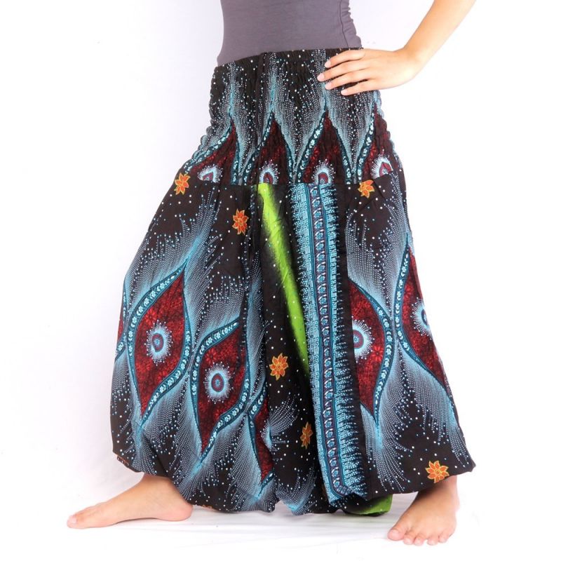 Haremshose Jumpsuit für Frauen Pfauenauge blau