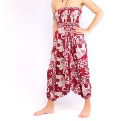 Elefantenhose Jumpsuit Elefantenmuster rot