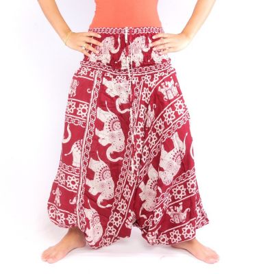 Elefantenhose Jumpsuit Elefantenmuster rot