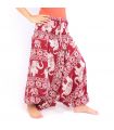 Elefantenhose Jumpsuit Elefantenmuster rot