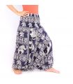 Elefantenhose Jumpsuit Elefantenmuster blau